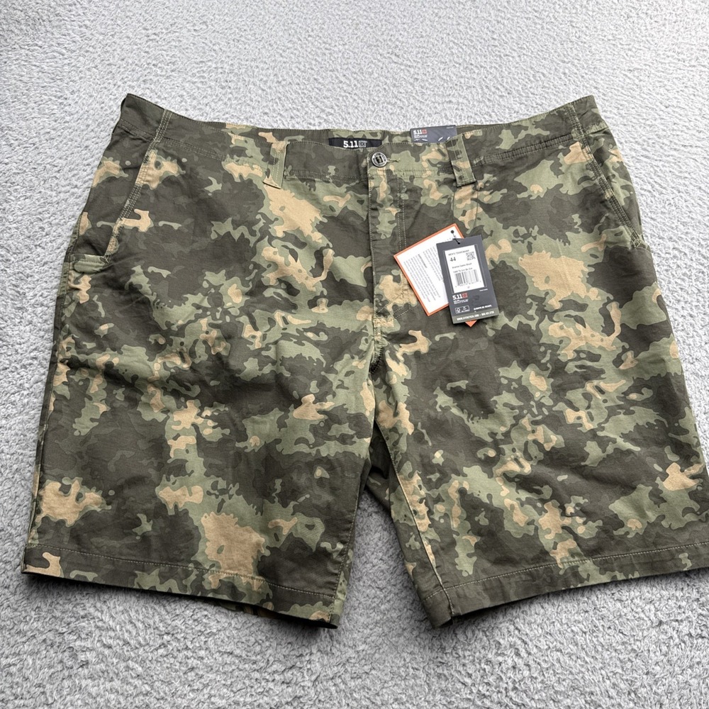 5.11 Tactical Aramis Camo Shorts Mens 44 EDC Stretch Cotton Green 73350CM